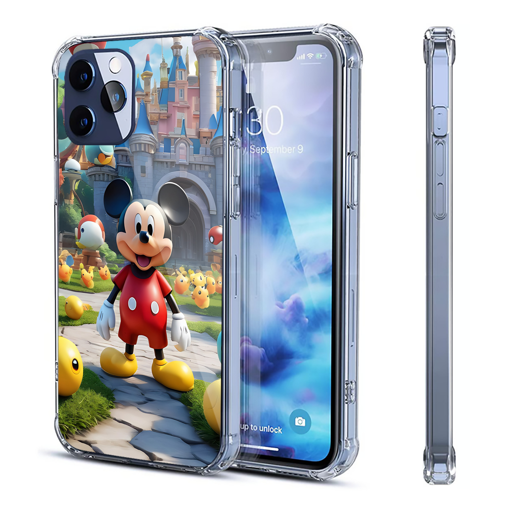 （画像用） ミッキーマウス Mickey Mouse 【iPhone 12シリーズ対応】透明スマホケース（クリアソフトケース）
